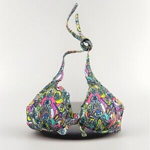 Victoria’s Secret Bikini Top 34D Multicolor Paisley Padded Underwire Halter